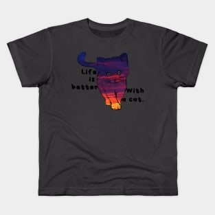 Life is better with a cat. Cute sticker Kids T-Shirt